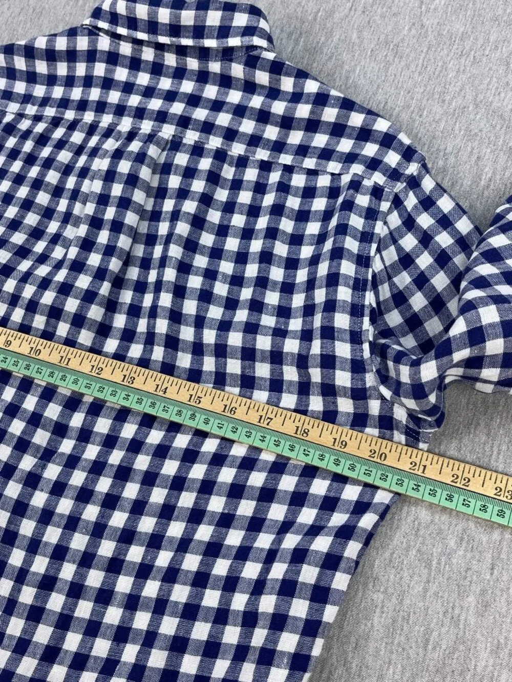 J.Crew Baird McNutt Irish Linen Shirt Men S Blue Gingham Plaid Check Button-Down